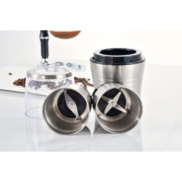 Tragbare Kaffeemühle Elektrik für Kaffeebohnen Gewürze 2 Edelstahlschalen